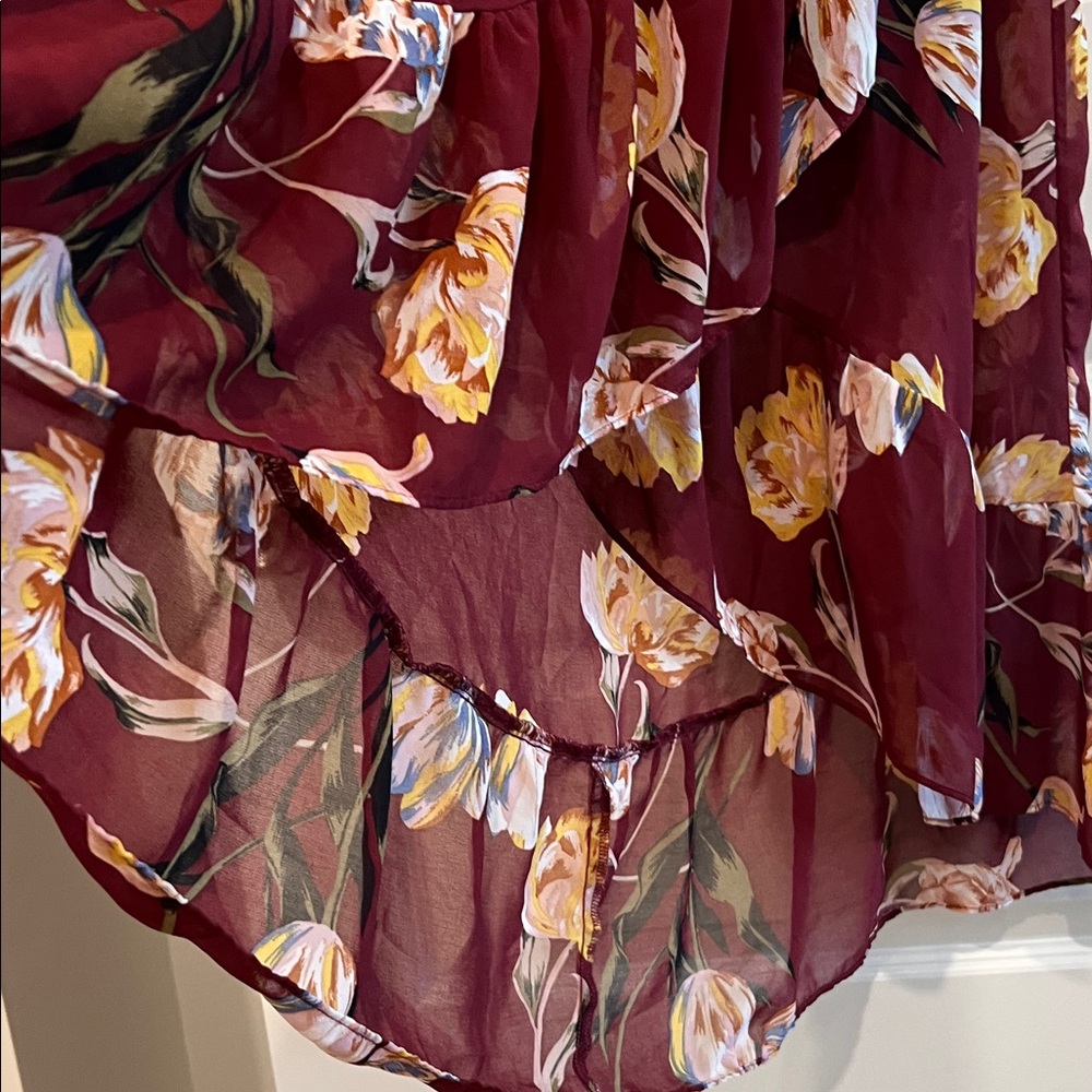 a new day Burgundy Floral Asymmetrical Dress - Picture 5 of 9